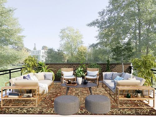 Loloi Magnolia Home by Joanna Gaines x Banks Brick/Ivory 8'-6" x 11'-6" Area Rug in Scandinavian Modern Patio