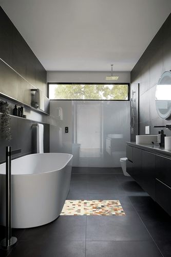 Abstract Beige Area Rug George Oliver Rug Size: Rectangle 2' x 3'5" in Black Modern Bathroom