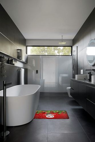 Christmas Rug Kitchen Rugs Runner Red Christmas Snowman Doormat Bath Rugs Non Slip Area Rugs for Bathroom Kitchen Indoor 39" X 20" in Black Modern Bathroom