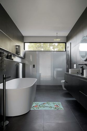 Liora Manne 2270/04 Aqua Ravella Bird on Branches Indoor/Outdoor Rug, 2' X 3', Blue in Black Modern Bathroom