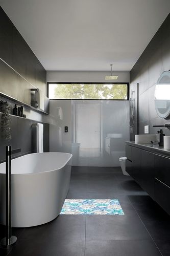Rectangular Area Rug for Living Room, Bedroom, Christmas Non-Slip Residential Carpet, Kitchen Rugs, Winter Blue Teal Grey Snowflake Merry Christmas Floor Mat with Rubber Backing 2' x 3' in Black Modern Bathroom