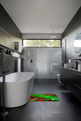 Christmas Area Rug for Living Room Bedroom 2x3, Large Runner Rug Carpet Washable Rugs Non-Shedding Floor Cover Mat for Kitchen Dining Kids Room Decor Xmas Tree Truck 3D Space Red Green in Black Modern Bathroom