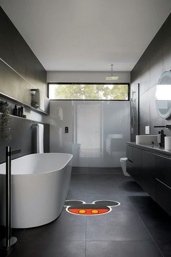 Cute Mouse Bath Rugs Cartoon Microfiber Tufted Non-Slip Plush Rugs Door Mat Carpet for Bathroom Tub Shower Bedroom Mat,Style 2 in Black Modern Bathroom