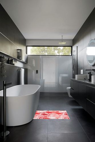 White Pink Flamingo Bathroom Rugs Fluffy Absorbent Bath Mat Machine Washable Soft Microfiber Shaggy Kitchen Mat Non Slip Carpet Runner for Bathroom Floor Shower Bathtub Living Room in Black Modern Bathroom