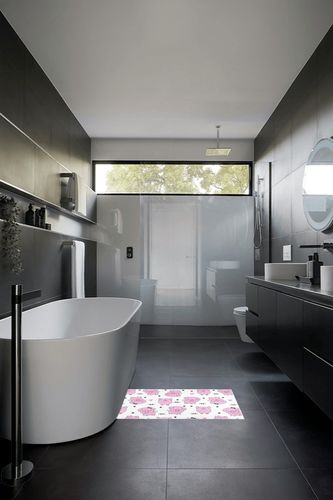 Cute Pink Pigs Bathroom Rugs Fluffy Absorbent Bath Mat Machine Washable Soft Microfiber Shaggy Kitchen Mat Non Slip Carpet Runner for Kitchen Entryway Laundry Room Decor in Black Modern Bathroom