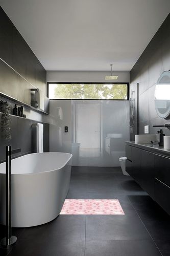 Pink Easter Rabbit Bathroom Rugs Fluffy Absorbent Bath Mat Machine Washable Soft Microfiber Shaggy Kitchen Mat Non Slip Carpet Runner for Bathroom Floor Shower Bathtub Living Room in Black Modern Bathroom