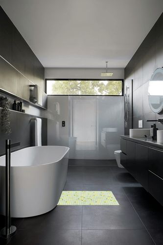 Summer Plush Shag Bath Rugs Yellow Lemons Fruits Green Leaf Soft Fluffy Floor Doormat Carpet,Non-Slip Door Mats for Living Room Bedroom Kitchen Entryway White Line Geometric Plaid in Black Modern Bathroom