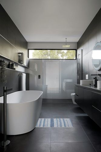 DII Woven Rugs Collection Handloomed Paper Chindi, 2 x 3 Ft, Stonewash Blue in Black Modern Bathroom