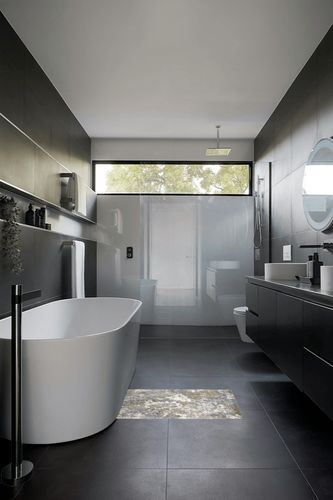 LUXE WEAVERS 6490 Gray 2 x 3 Abstract Modern Area Rug in Black Modern Bathroom