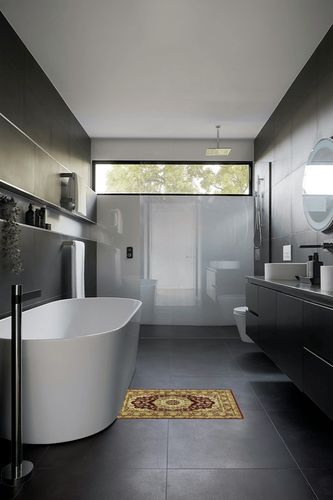 Garvee Area Rug 2x3 Traditional Bohemian Doormat Vintage Floral Area Rug Oriental Entrance Door Mat Kitchen Rug Bathroom Small Rug Retro Accent Rug Non-Slip Living Room Bedroom Home Floor Decor Red in Black Modern Bathroom