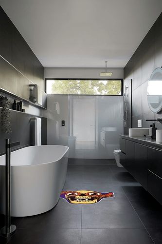 LOLOSALE Bathroom Rug Mat,Halloween Octopus Skull Man's Hugging Your Eyes Indoor Door Mat,Durable Water Absorbent,Non-Slip Bath Mats for Shower Tub Bathroom Floor (32''x28'') in Black Modern Bathroom
