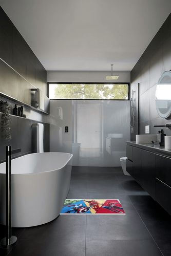 Super Hero Rug,Super Hero Carpet, Kids Room Rug, Boys Room Rug, Kids Rug CustomRECHT-26.0 (23”x31”)=60x80cm in Black Modern Bathroom