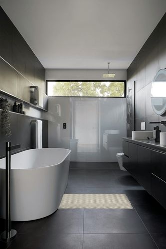 Horley Geometric Gray/Brown Area Rug George Oliver Rug Size: Rectangle 2' x 4' in Black Modern Bathroom