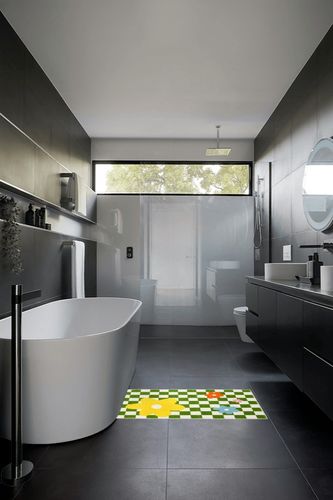 Green Checkered Rug for Living Room 19.7" x 47.2" Checkerboard Carpet Bedroom Bedside Rug Sofa Coffee Table Area Rug Soft Floor Mats Home Decor Anti-Slip Doormat in Black Modern Bathroom