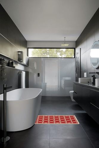 SAFAVIEH Courtyard Collection 2' x 3'7" Red/Bone CY6916 Indoor/ Outdoor Waterproof Easy Cleaning Patio Backyard Mudroom Accent Rug in Black Modern Bathroom