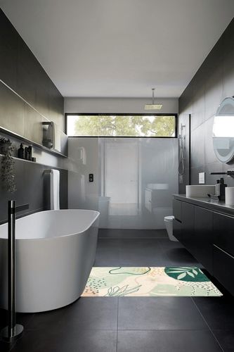 Green Washable Living Room Doormat in Black Modern Bathroom
