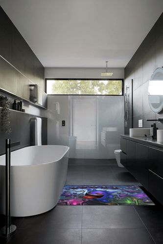Carpet, Anime Game Cartoon Carpet Living Room Bedroom Floor Sofa Mat, Home Area Decorative Floor Mat in Black Modern Bathroom