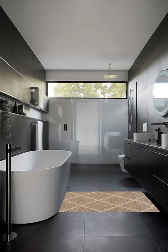 Reyer Geometric Beige/Ivory Area Rug George Oliver Rug Size: Rectangle 3' x 5' in Black Modern Bathroom