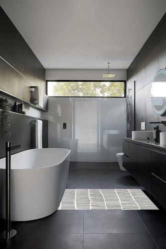 nuLOOM Hand Tufted Lemuel Accent Rug, 3x5, Grey in Black Modern Bathroom