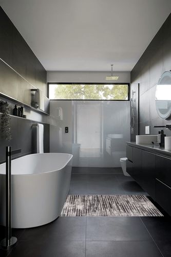 nuLOOM Contemporary Faded Elsa Accent Rug, 3x5, Grey in Black Modern Bathroom