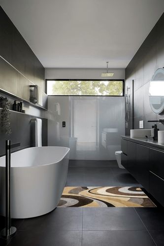 Home Dynamix Tribeca Slade Modern Area Rug, Abstract Brown/Gray 39"x55" in Black Modern Bathroom