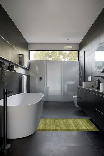 Unique Loom Del Mar Collection Area Rug - Abigail (3' 3" x 5' 3" Rectangle, Light Green/ Ivory) in Black Modern Bathroom