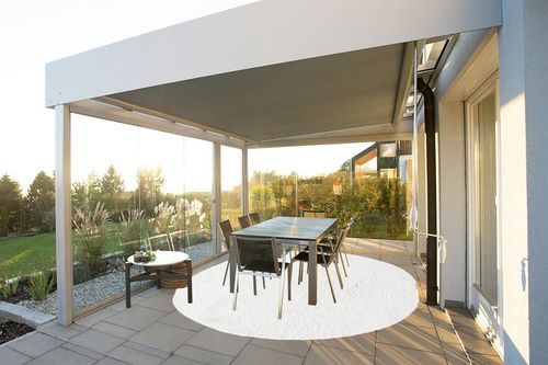 White 8x10 Oval fluffy rug in Silver and Grey Outdoor Patio
