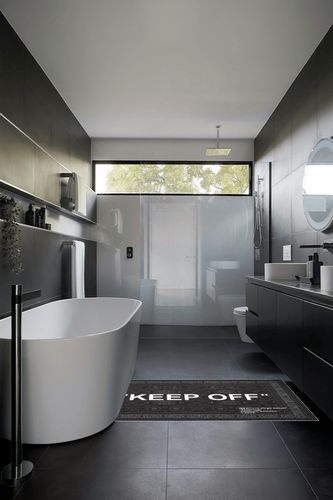 Keep Off Area Rugs 3D Printed Large Carpet Modern Aesthetic Rug forLiving Room Bedroom Decor Mat Home Non-Slip Floor Polyester Rug 2.6' x 5' in Black Modern Bathroom