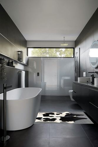 Black and White Cowhide Rug Natural Cow Skin Cow Hide Leather Area Rug Hair On, Small 5 ft X 3 ft Premium Black White Shed Free Natural Hide in Black Modern Bathroom