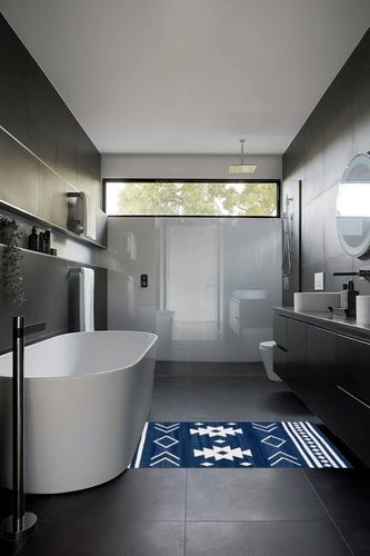 Safavieh Kilim Collection Accent Rug - 3' x 5', Navy & Ivory, Flat Weave Rustic Boho Tribal Design, Non-Shedding & Easy Care, Ideal for High Traffic Areas in Entryway, Living Room, Bedroom (KLM764N) in Black Modern Bathroom