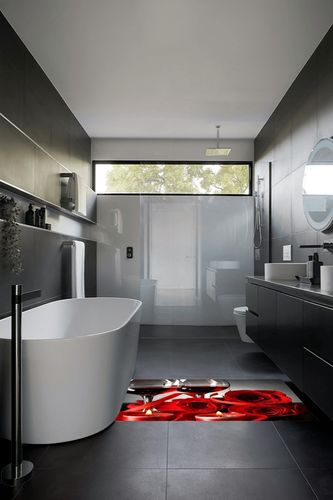 Valentine's Day Area Rugs, 3x5ft, Modern Light Luxury Romantic Indoor Red Rose Flowers and Wine Carpet, 3D Hd Print Art Large Rug,for Room Sofa Living Room Rug Bedroom Home Decor Rug in Black Modern Bathroom