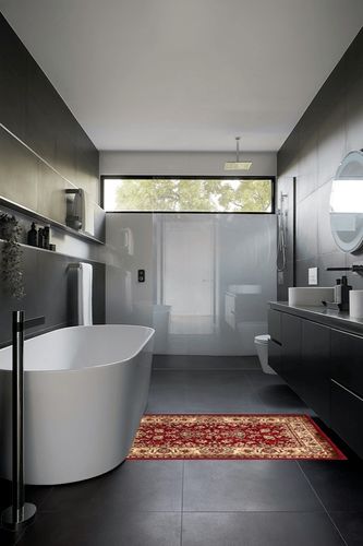 Unique Loom Sialk Hill Collection Area Rug - Washington (3' 3" x 5' 3" Rectangle Burgundy/Cream) in Black Modern Bathroom