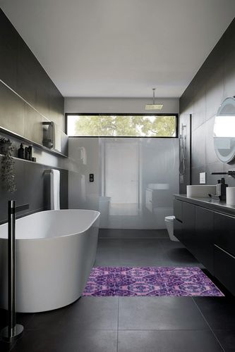 SAFAVIEH Wyndham Collection Accent Rug - 3' x 5', Purple, Handmade Modern Wool, Ideal for High Traffic Areas in Entryway, Living Room, Bedroom (WYD376J) in Black Modern Bathroom