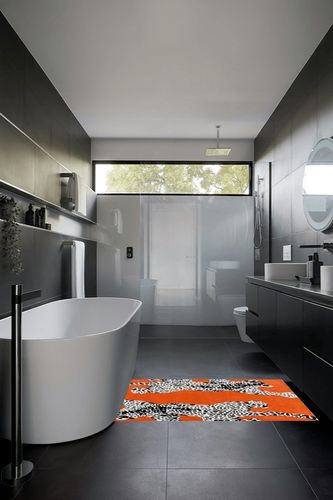 Restoration and Renovation Climbing Jaguar Modern Handmade Wool Rug for Living Room, Bedroom and Dining Room (Orange, 3x5) in Black Modern Bathroom