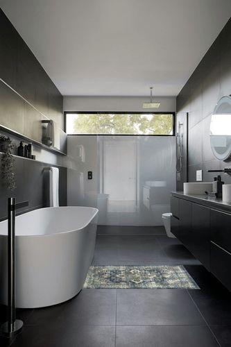 Maples Rugs Ava Traditional Tapestry Kitchen Rug in Black Modern Bathroom