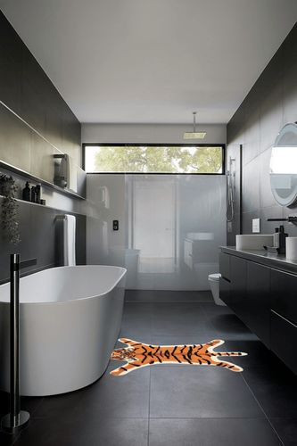 LIVEBOX Kids Bedroom Rug Tiger Area Rug 36’’x45.5’’ Personalized Soft Playroom Rug Plush Non-Slip Childrens Machine Washable Rugs for Living Room Classroom Nursery Decor (Orange) in Black Modern Bathroom