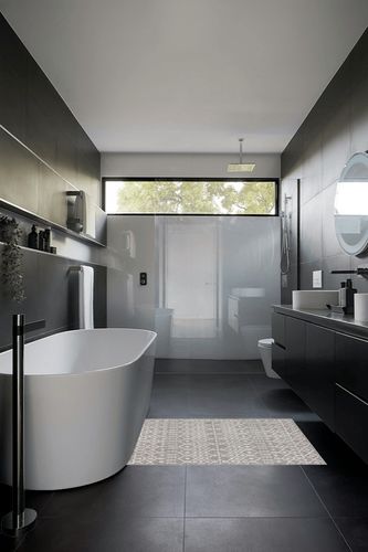 Well Woven Indoor/Outdoor Area Rug (2'3" x 3'11") Nors Light Grey Nordic Lattice in Black Modern Bathroom