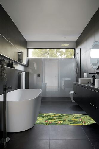 AHAFONE Moss Rug 3D Stereo for Living Room Mountains River Flowers Grass Moss Rug for Bedroom Aesthetic Décor Anti-Slip Modern Rugs in Black Modern Bathroom