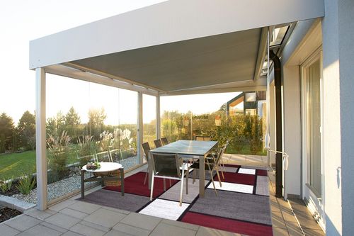 Rugshop Contemporary Modern Boxes Area Rug 7' 10" X 10' 2" Red in Silver and Grey Outdoor Patio