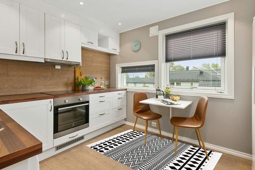 HEBE Bohe Area Rug in Wood and White Small Kitchen