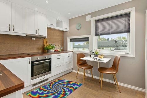 Optical Illusion Rug Rainbow Geometric Vortex Trippy Hole Area Rugs for Bathroom Office Door Coloful Mat Carpet 47 in X 31 in in Wood and White Small Kitchen