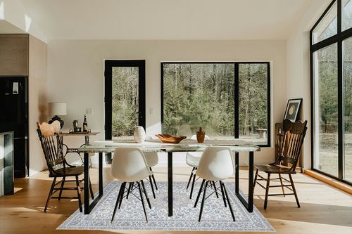 Area Rug Living Room Rugs: 5x7 Large Machine Washable Non Slip Thin Carpet Soft Indoor Luxury Floral Distressed Carpets for Under Dining Table Farmhouse Bedroom Nursery Home Office Multi in Modern Scandinavian Dining Room with Black Accents