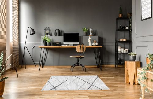 NuLOOM Thigpen Contemporary Area Rug, 4' x 6', Grey in Grey Home office with Wooden Floor