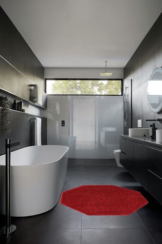 Everyday Shag Rug 4 Ft Octagon in Black Modern Bathroom