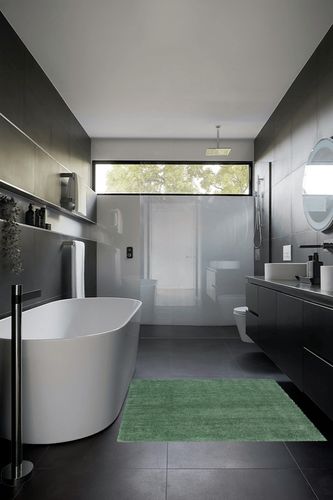 Safavieh August Shag Rug Collection AUG200Y - Green - 4' x 4' Square in Black Modern Bathroom