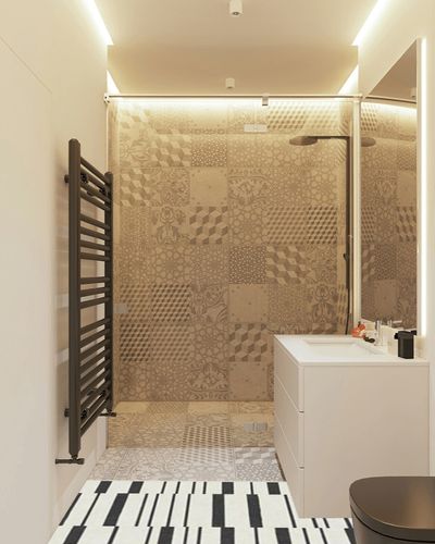 2.5'x10' | Machine Washable Runner Rug | Kid & Pet Friendly | Indoor Rug | Broken ... in White Tiled Bathroom