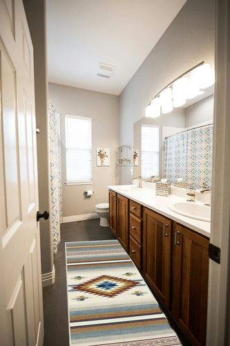 2.5'x7' | Washable Modern Runner Rugs | Living Room & Kitchen Rugs | Interior ... in Wooden and Grey Bathroom