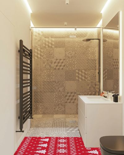 GAOMON Runner Rugs for Hallway 2x8 Kitchen Mat Christmas Room Decor Washable Rugs Bathroom Rugs Non Slip Bohemian Rug Low Pile Runner Rug for Living Room 2'x8' Red in White Tiled Bathroom