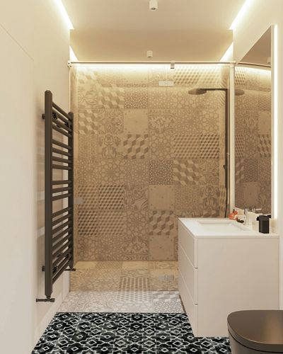Wonnitar Moroccan Washable Runner Rug - 2x7 Runner for Hallway Non-Slip Black and White Kitchen Carpet Runner Modern Geometric Trellis Soft Entryway Mat for Bedroom Kitchen Living Room in White Tiled Bathroom