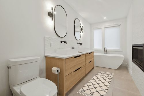 Purtell Abstract Cream/Charcoal Area Rug Foundstone Rug Size: Runner 2'3" x 7' in Scandinavian Neutral bathroom